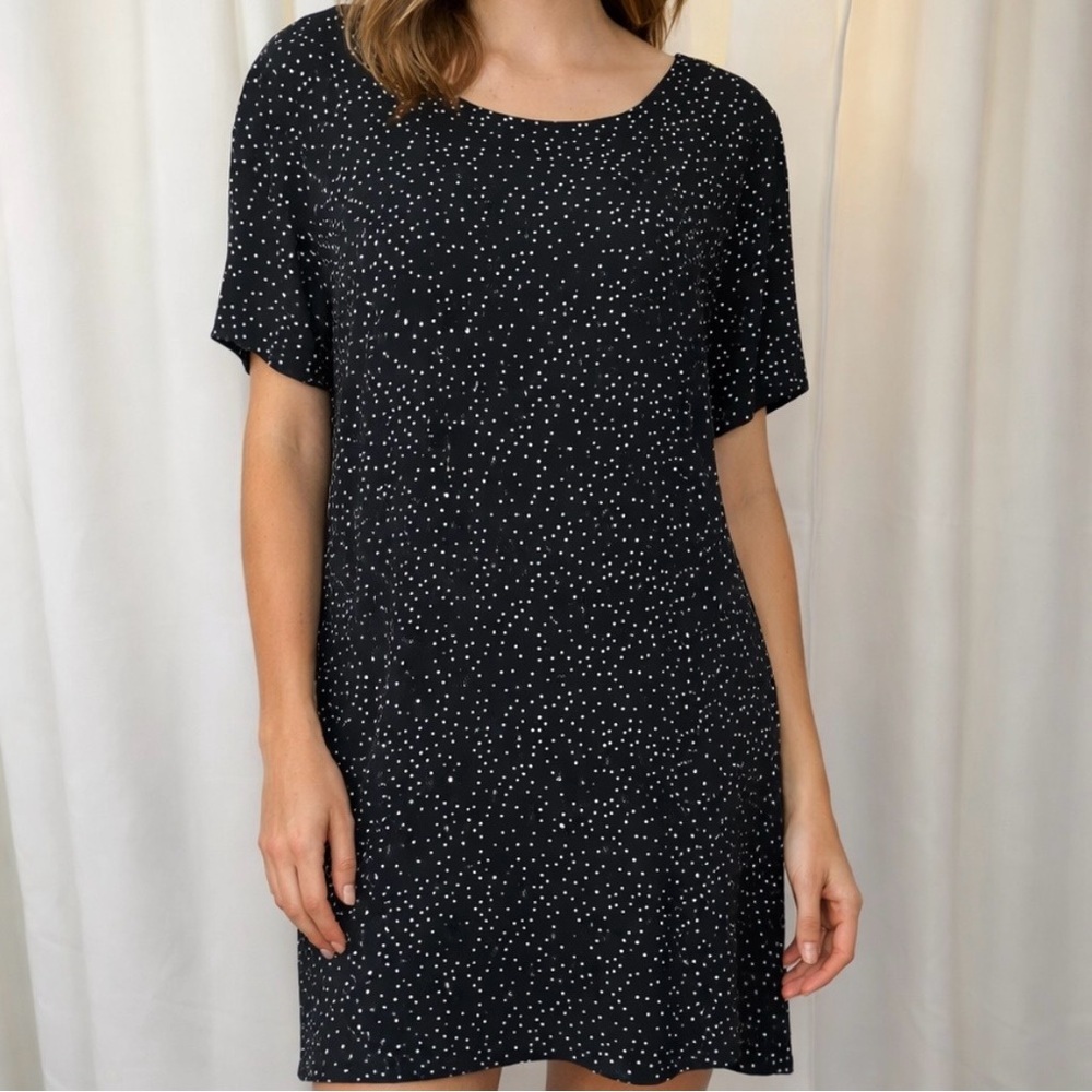 Madewell ‘Zip-Back Shift Dress’ in Black & White “Polka Dot Scatter” Size 12